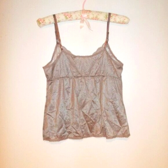 Vintage dark taupe camisole in lace and shiny fabric, sz. 34/S - Picture 2 of 3